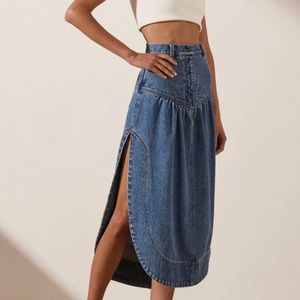 Shona Joy EMILY PETAL MIDI SKIRT INDIGO